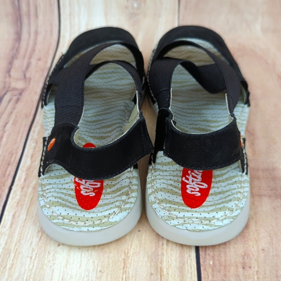 SOFTINO Tin Sandals Black Cross Strap Nubuck Comfort EU 38 - Picture 4 of 11